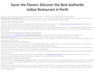 Savor the Flavors Discover the Best Authentic Indian Restaurant in Perth.pptx